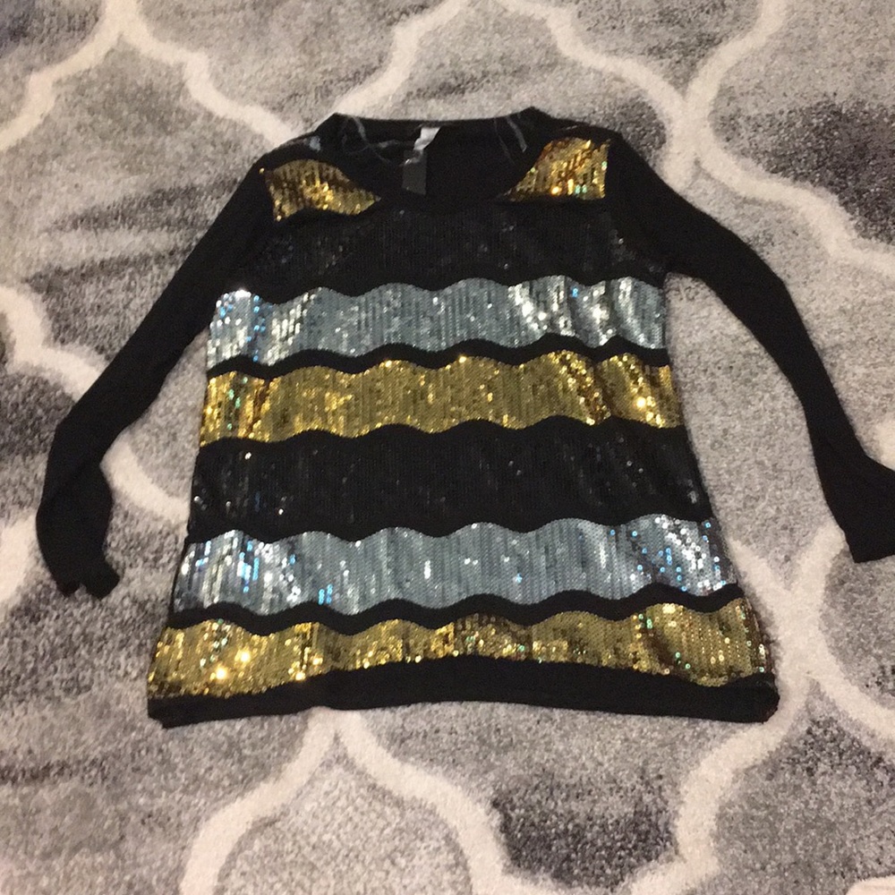 donating sequin chevron fall time top - Picture 1 of 3